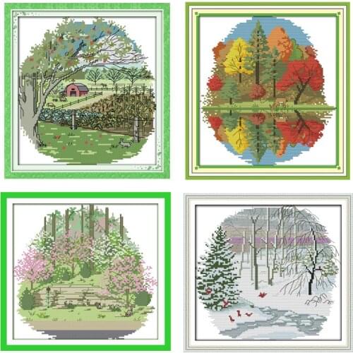 Suburban Four seasons Pattern Counted Cross Stitch 11CT 14CT Cross Stitch Set Wholesale Cross-stitch Kit Embroidery Needlework