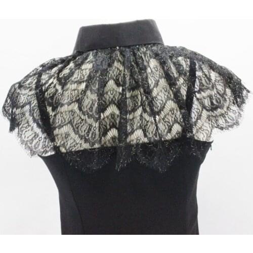 Women Retro Crochet Floral Lace Fake Collar Pointed Lapel Detachable Half Shirt 2XPC