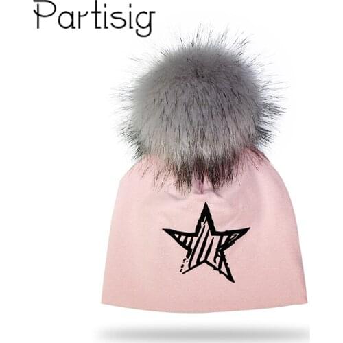 Baby Hat Cotton Faux Fur Pompom Hat For Girls And Boys Winter Children Cap Bonnet