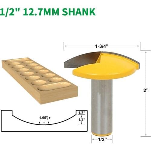 1PC 1/2" 12.7MM Shank Milling Cutter Wood Carving Small Bowl Router Bit 1.65" Radius 1-3/4" Wide For Woodworking Cutting Tool