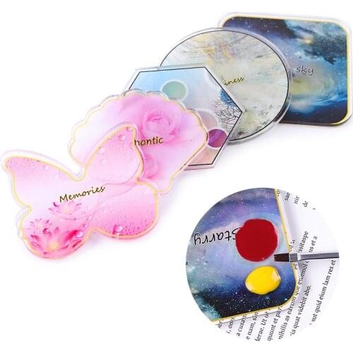 1pcs Resin Palette False Nail Art Tips Drawing Display Board Butterfly/Shell/Hexagon/Round/Square Design Palette Manicure Tools