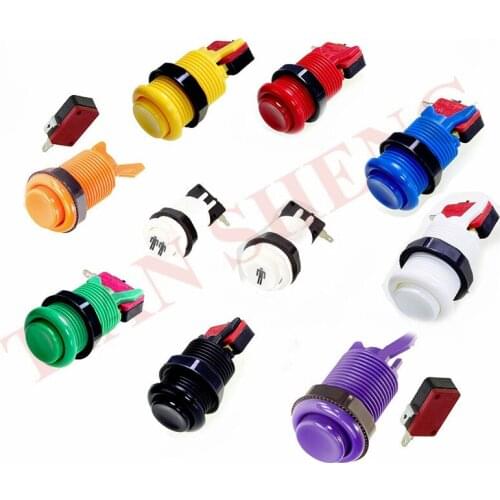 10pcs American style Long button arcade buttons 28mm Mounting Hole American Push Button 6 Colour Available Game Machine parts
