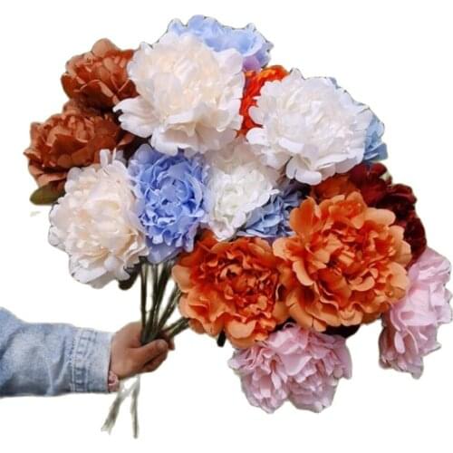 10pcs Silk Artificial Peony Flower Branches Faux 3 Heads Peony Stems for Wedding Centerpieces Home Party Table Floral Decoration