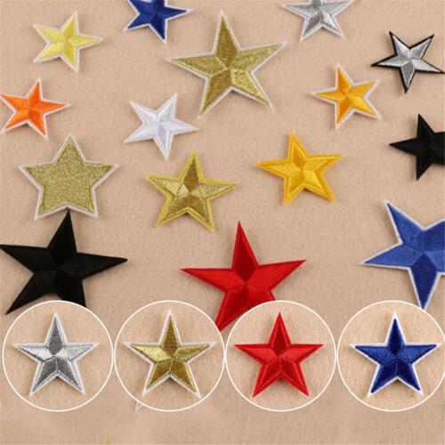 10pcs/Set Star Sequined Gold Embroidery Sew Iron On Patch Badge Clothes Applique Bag Fabric DIY Craft Sewing Accessories