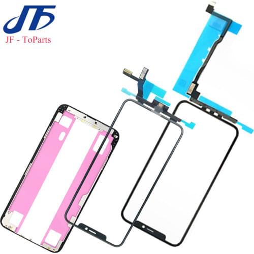 10Pcs Replacment For iPhone X XS MAX Touch Screen oca film Frame Digitizer Front Glass Sensor Lens Outer Panel With Flex Cable
