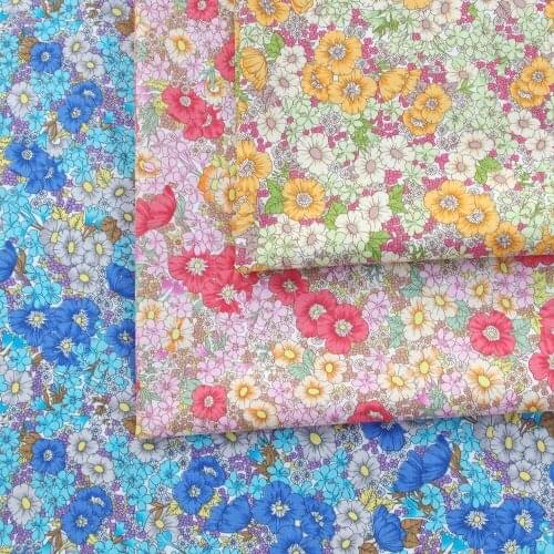 140cmx50cm Cotton Poplin Fabric for Cloth, Bedding, Patchwork - Small flowers (80g)