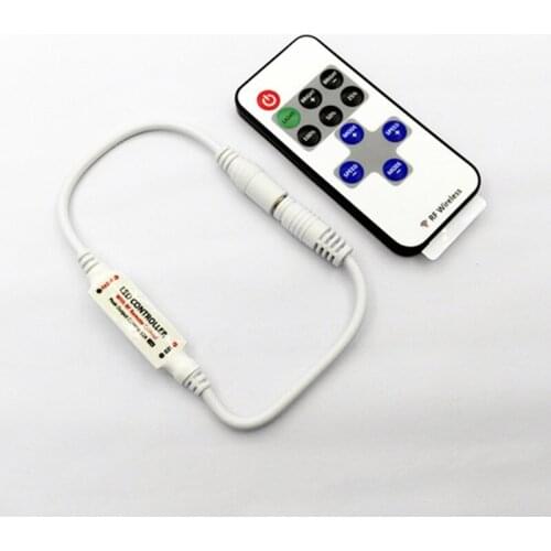50pcs DC12V 11KEYS RF Mini Wireless Controller Switch LED Dimmer with Remote Switch Mini In-line LED Light Controller/Dimmer