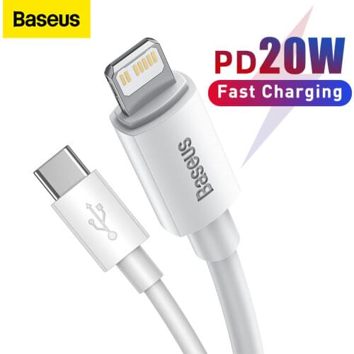 Baseus USB Type C PD 20W Cable for iPhone SE 11 Pro X XS 8 Fast USB C Cable for iPhone Charging Cable USB Type C Cable Wire Code