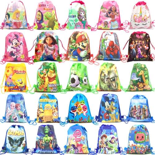 Frozen Cars Minnie Mickey Mouse Moana Coco Sofia Disney Princess Sofia Moana Non-woven Fabrics Drawstring Backpack Shopping bag
