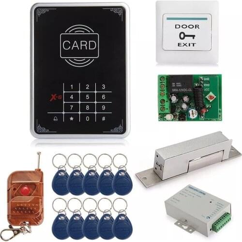 Door RFID Proimity Entry Touch Key Lock Access Control System Kit With Access controller+Power Supply+EM Lock+Remote+10 Keytags