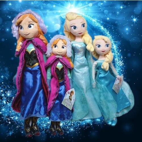 Disney Toys 40cm 50cm Stuffed Plush Dolls Toys Princess Frozen Elsa&Anna Doll For Girl Birthday Gifts Juguetes