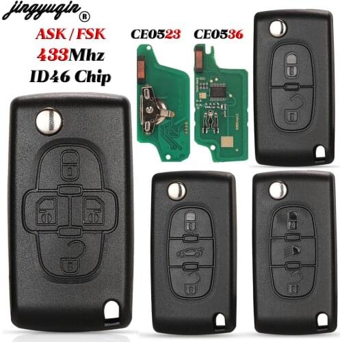 Jingyuqin Remote Flip Folding Blank Key For Peugeot 206 307 308 407 Partner for Citroen C4 C5 C3 Berlingo Xsara