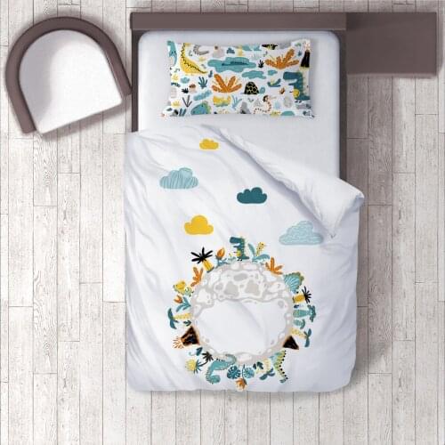 Duvet Cover Set Bedding Set Pillow Case for Baby and Kids Room 3D Printed White Dinosaur Planet Pattern 1404