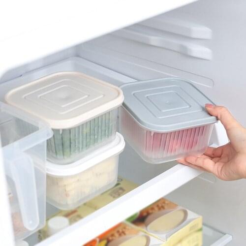 Fridge Storage Square Transparent Sealed Food Storage Container Box Refrigerator with Lid Drain Storage Box Kitchen Containers