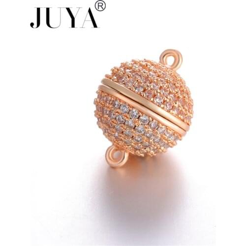 Magnetic Clasps For Jewelry Making Luxury AAA Cubic zirconia Ball DIY Bracelets Necklaces End Cap Clasp Wholesale 10 pieces