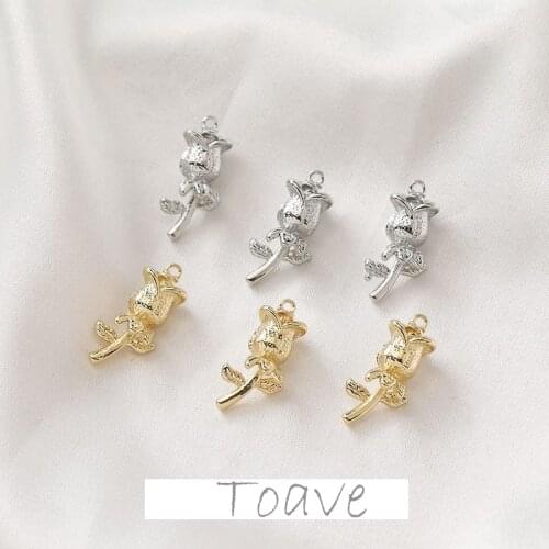 14K gold-clad small rose pendant diy earrings handmade pendant material accessories