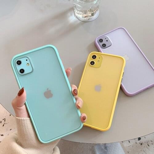 Plain Color Matte Bumper Phone Case For iPhone 11 Pro Max X Xs Max Xr 7 8 Plus 6 6s Plus SE2020 12 Pro Max Simple Shockproof