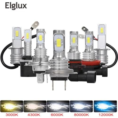 Mini H4 H7 LED Car Headlight Bulbs 3570 CSP Car Fog Light Super Bright LED Auto Lamp H11 9005 9006 H8 H9 12V White Fog Lamp