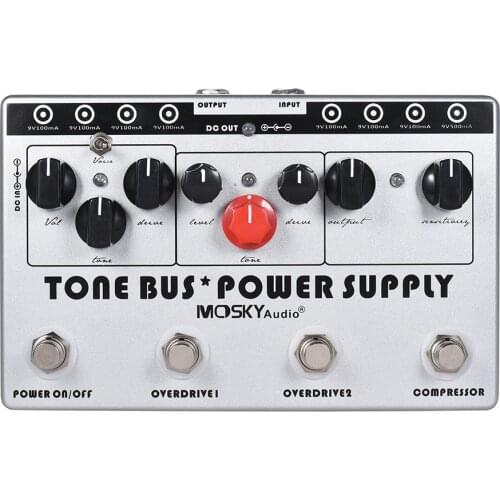 MOSKY Guitar Effect Pedal Compressor+Tube Overdrive+Ultimate Overdrive 3 Effects Guitar Pedal 8 Isolated Outputs Power Supply