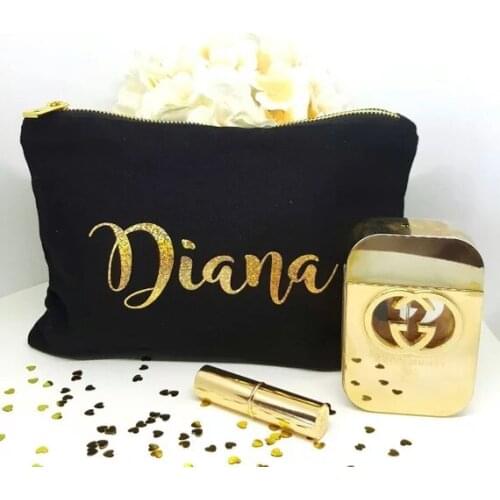 Customize bride tribe wedding bridal Bridesmaid Makeup Gift Make Up Birthday gift ,Bride Makeup Bag, Gold Cosmetic Bag