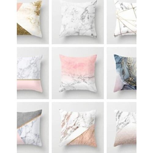 New Sofa Pillowcase, Marble Pattern Peach Skin Pillowcase, Car Waist Pillowcase