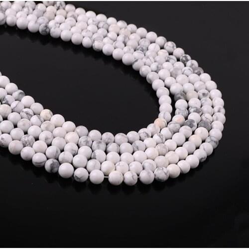 Wholesale High Quality Natural Stone 4/6/8/10/12mm Howlite WHte Turquoise Stone Loose Beads For Jewelry Making