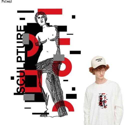 Pulaqi Skull Patch Iron on Transfer Patches for Clothes Stripes Iron Patch Thermal Heat Transfer Vinyl Stickers Printed Applique