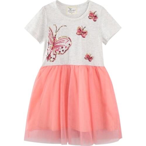 Girls Sequined Short-sleeved Cartoon Princess Dress Kids Dresses for Girl Baby Girl Clothing Flower Dresses Toddler Girl Clothes