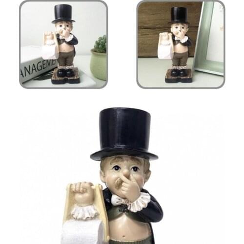 Resin Lovely Collection Crafts Toilet Butler Statue Funny Home Table Statue Anti-slip for Home