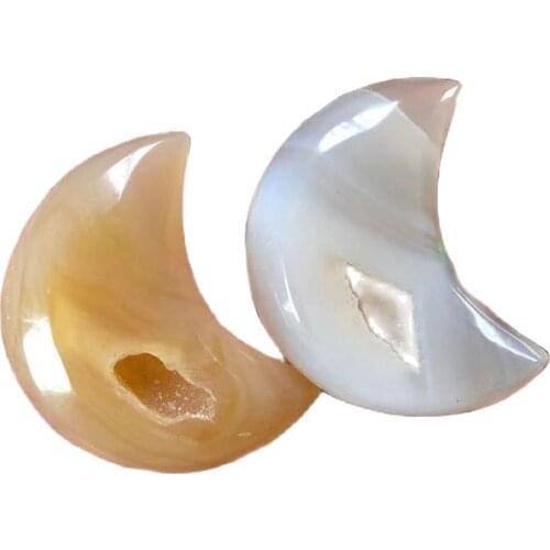 Natural hand carved crystal carvings druzy agate geode star moon carving for gift