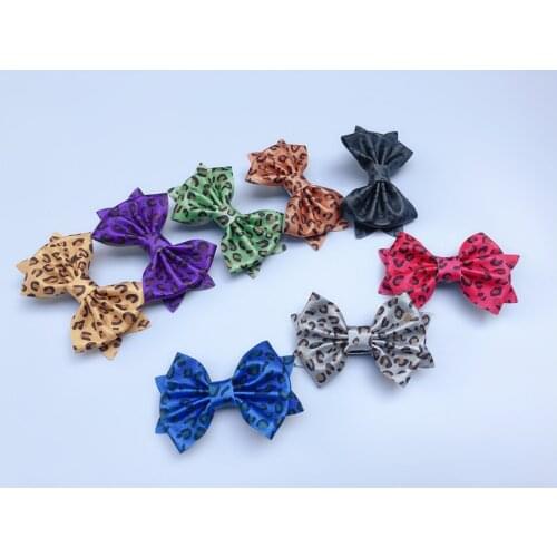 Handmade 50pcs Fashion Leather Leopard Print Bowknot DIY Decoration Parts for Hairpins Hair Clips Headbands DIY Ornament
