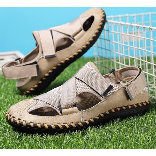 Summer Mens Mesh Hollow Breathable Casual Sandals Outdoor Beach Rubber Men Water Trekking Sandalss