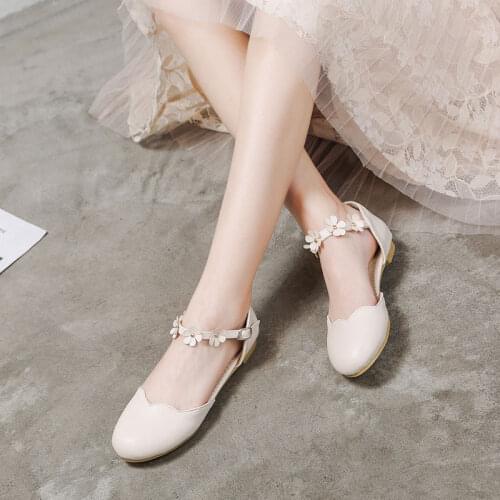 Fairy Hipster 2020 Spring and Summer New Baotou Flat Sandals Sweet Flowers round shu nv xie Students jsk loli lolita shoes