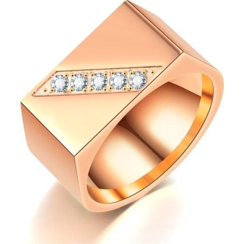 Ufine Fashion Square Ring Luxury stainless steel ring Fashion crystal custome Rings jewelry R053