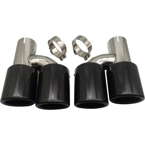 Car Exhaust pipe H-shaped double outlet nozzle carbon fiber twill bright surface curling tail throat 4 outlet silencer
