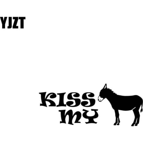 YJZT 13.5CM*5.8CM Kiss My Great Funny Donkey Vinyl Decal Car Sticker Black/Silver C3-0219