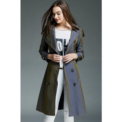 CHAOJUE 2018 Spring/AutumnWomen Latest Change Color Trench Coat Europe Fashion Lady Office Long Coat Trench Female Overcoat