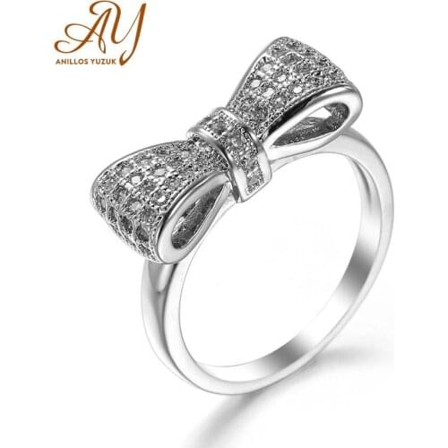 Anillos Yuzuk 925 Sterling Sliver Engagement Gemstone Bow Rings For Women Fine Jewelry Femme Christmas Gift Bague Size 6-10