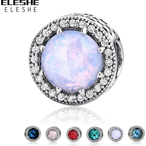 100% 925 Sterling Silver Sparkling Heart fit Charm Bracelets & Bangle for Women Pave Colorful Crystal Beads DIY Jewelry