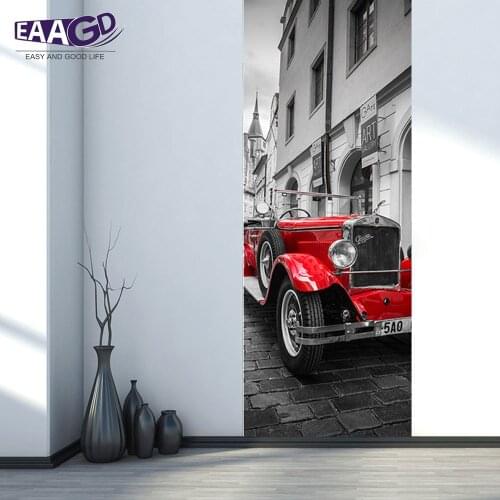 2Pcs/Set Color Red Car Door Art Decor Home Creative DIY 3D Door Stickers Pattern for Wall Room Home Door Decor Decoration