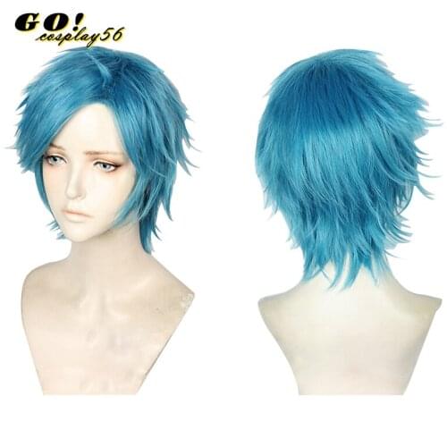 2018 Anime Yarichin Bitch Bu Club YUI TAMURA Blue Short Wig Cosplay Halloween