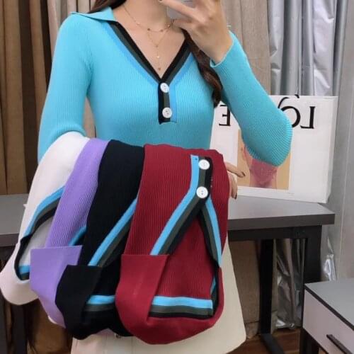 2020 Korean Fashion Sexy Womens Sweaters Autumn Winter Bottoming Slim Female Jumper Computer Knitted Tops Long Sleeve Sweater