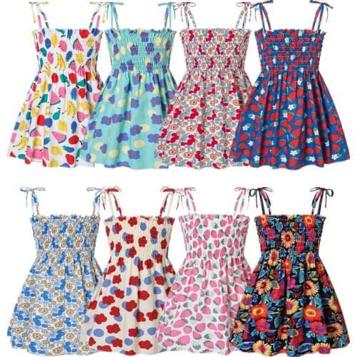 New Summer Children Girls Dresses Cotton Clothing Floral Watermelon Print Dress Cute Kids Baby Girls Princess Party Clothes 1-7Y