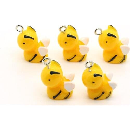 5pcs Kawaii Cute Wing Bee Earring Charms Resin Animal Pendants For Earrings Bracelet Necklace Decoration Diy Jewelry Accessory