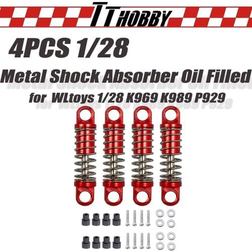 TTHOBBY 4PCS Alloy Metal Shock Absorbers Dampers Oil Filled Damper 22mm 27mm for WLtoys 1/24 1/28 K969 K989 P929 RC Model Car