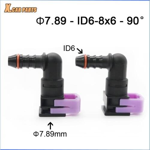 2PCS Car Fuel Line Hose Pipe Quick Release Female Connector 7.89mm 7.89 ID6 8x6 90 degree High Qulaity Auto Urea Connector