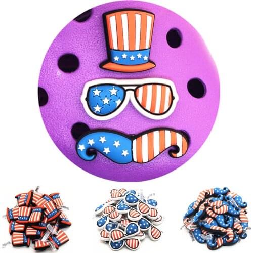 Freeshipping Fashion Hat Glasses Shoe Charms Decorations Novelty Beard PVC Shoes Accessories fit Croc JIBZ X-mas Kids Gifts