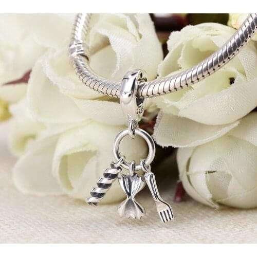 Free Shipping Authentic 925 Sterling Silver Love Pasta Charms Fit Original Bracelet For Women DIY Jewelry S925 Beads