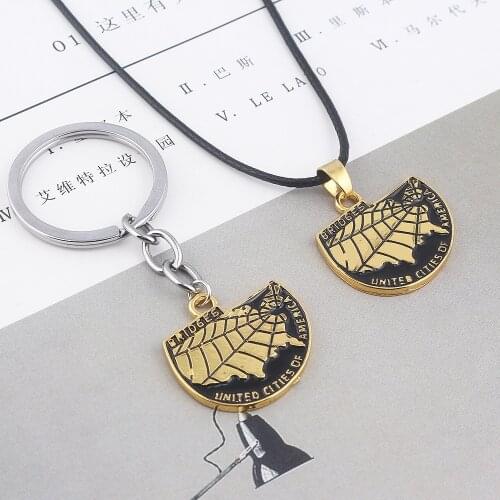Game Death Stranding Metal Map Keychain Necklace Rope Chain Alloy Keyring Pendant Men Key Chain Jewelry
