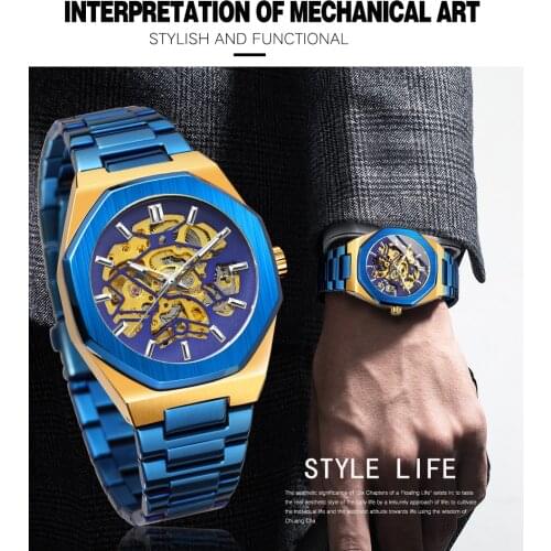FORSINING Watch Men Mechanical Automatic Skeleton Clock Waterproof Stainless Steel Luxury Male Wristwatches Relogio Masculino